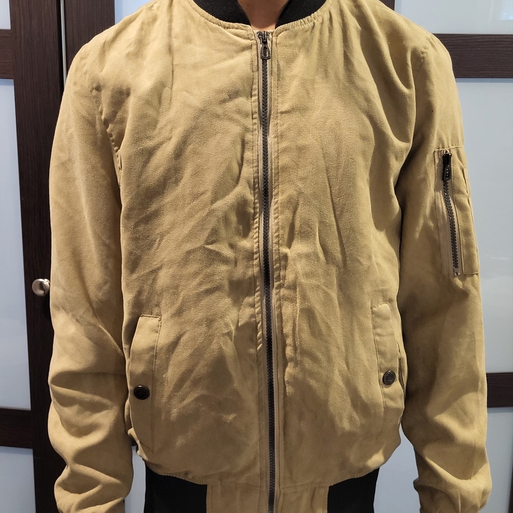 Micro Suede Bomber Jacket With Inside Pocket - image 1